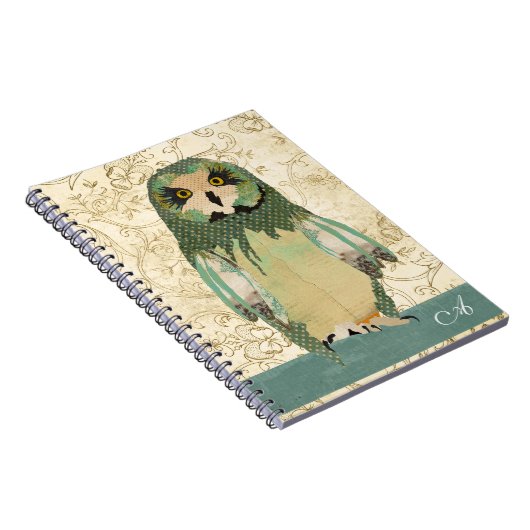 Gypsy Polkadot Owl Monogram notebook Notitieboek (Rechterzijde)