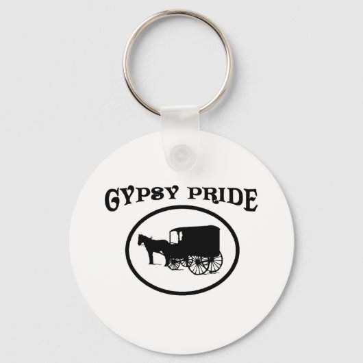 Gypsy Pride Black en White Caravan Sleutelhanger (Voorkant)