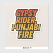 Gypsy Rider, Punjabi Fire – Bold Desi Tech Sticker (Vel)