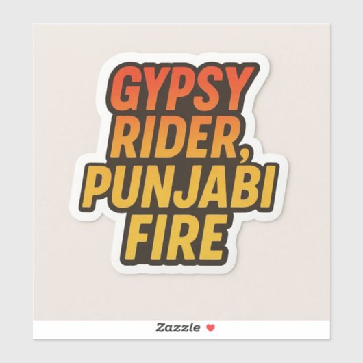 Gypsy Rider, Punjabi Fire – Bold Desi Tech Sticker (Vel)