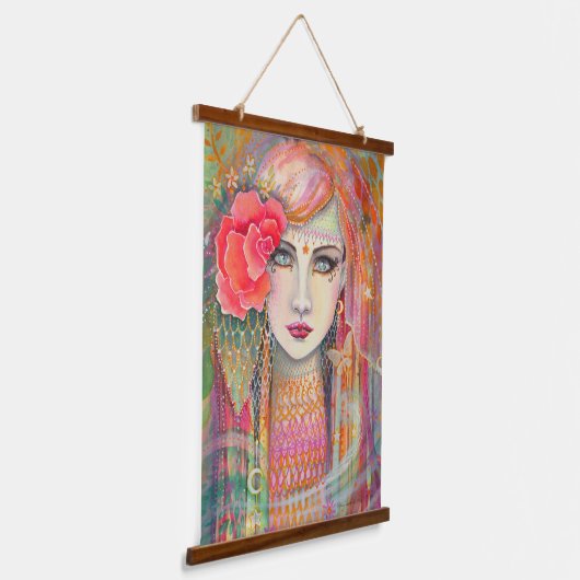 Gypsy Roos Bohemian Artwork van Molly Harrison Hangend Wandkleed (Gebogen)