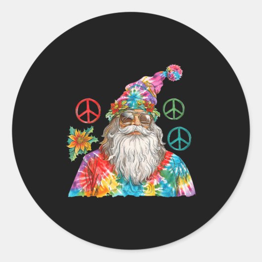 Gypsy Santa Claus Hipe Tie Dye Groovy Christmas  Ronde Sticker (Voorkant)