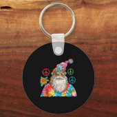 Gypsy Santa Claus Hipe Tie Dye Groovy Christmas Sleutelhanger (Voorkant)