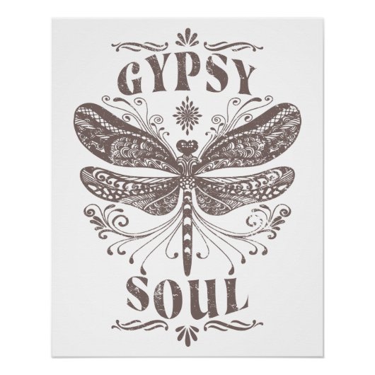 Gypsy Soul - Bohemian Dragonfly Perfect Poster (Voorkant)