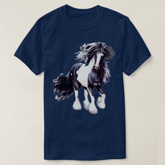 Gypsy Vanner Black and White Stallion T-shirt (Design voorkant)