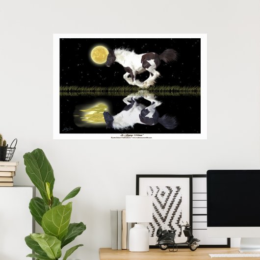 Gypsy Vanner Cantering Horse Fantasy Art Poster (Thuiskantoor)