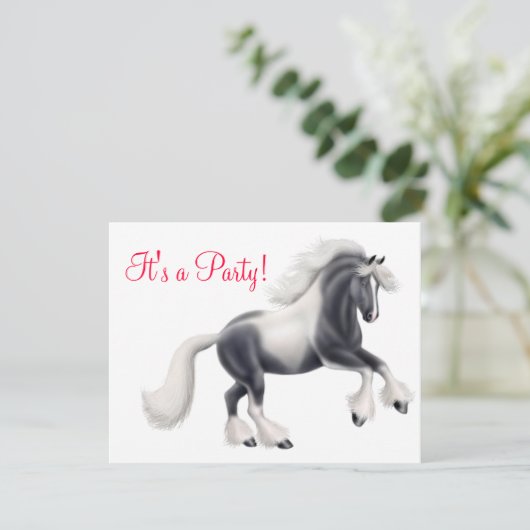 Gypsy Vanner Cob Paardenuitnodiging Kaart (Staand voorkant)