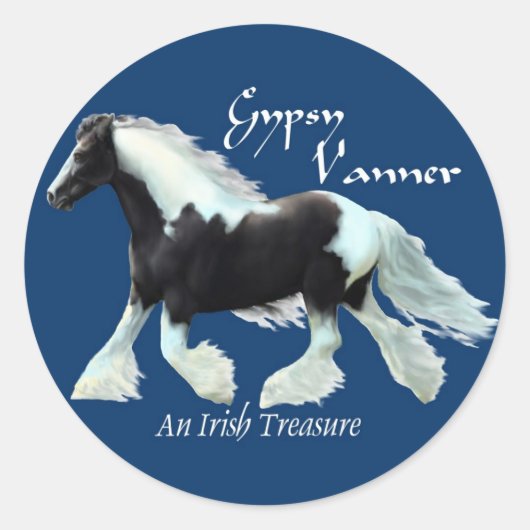Gypsy Vanner, een Ierse schat Ronde Sticker (Voorkant)