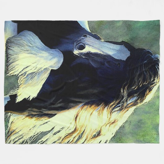 Gypsy Vanner-hengst/paard, zwarte en witte pinto Fleece Deken (Voorkant (Horizontaal))