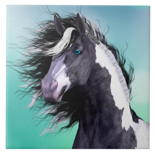 Gypsy Vanner Horse 6x6 keramisch tapijtschel Tegeltje (Voorkant)