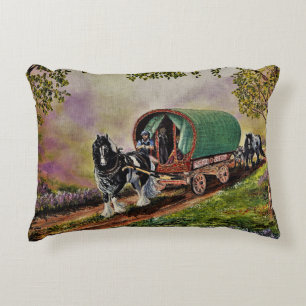 Gypsy Vanner Horse Irish Caravan Wagon Tapestry Accent Kussen