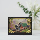 Gypsy Vanner Horse Irish Caravan Wagon Tapestry Briefkaart (Staand voorkant)
