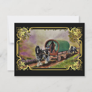 Gypsy Vanner Horse Irish Caravan Wagon Tapestry Briefkaart