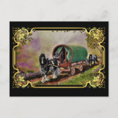 Gypsy Vanner Horse Irish Caravan Wagon Tapestry Briefkaart (Voorkant)