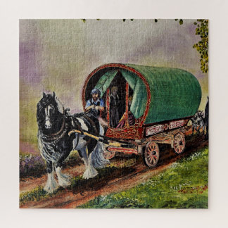 Gypsy Vanner Horse Irish Caravan Wagon Tapestry Legpuzzel
