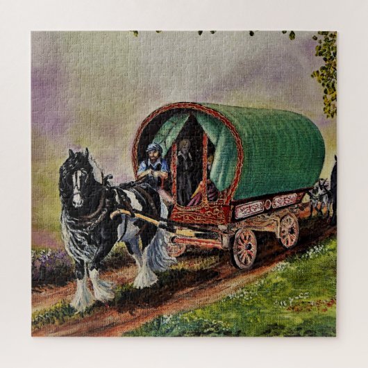 Gypsy Vanner Horse Irish Caravan Wagon Tapestry Legpuzzel (Verticaal)