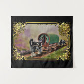 Gypsy Vanner Horse Irish Caravan Wagon Tapestry Wandkleed (Voorkant (horizontaal))
