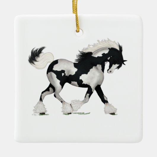Gypsy Vanner Overo Horse Pony Memorial Keramisch Ornament (Voorkant)