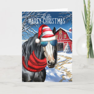 Gypsy Vanner Paard Grappig MAREy Kerstmis Feestdagen Kaart