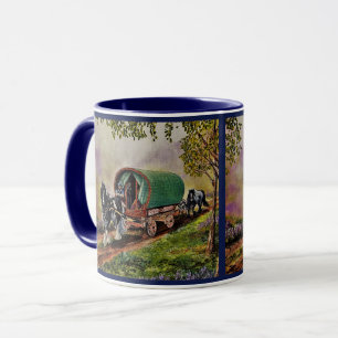 Gypsy Vanner paard Irish Caravan wagon blauw Mok