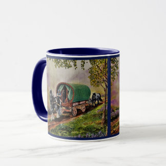 Gypsy Vanner paard Irish Caravan wagon blauw Mok