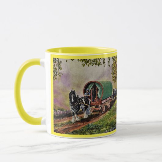 Gypsy Vanner paard Irish Caravan wagon geel Mok (Links)