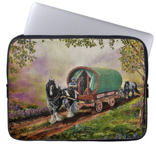 Gypsy Vanner paard Irish Caravan wagon Laptop Sleeve
