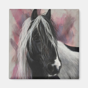 Gypsy Vanner-paard op roze Magneet