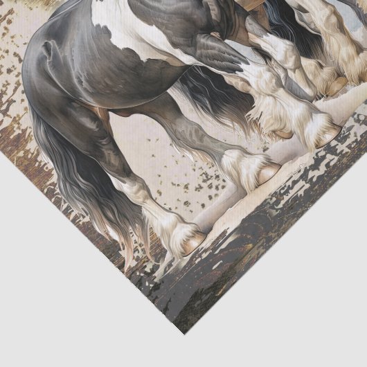 Gypsy-Vanner Paard Waterverf Decoupage Tissuepapier (Detail)