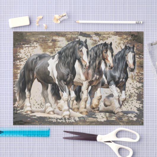 Gypsy-Vanner Paard Waterverf Decoupage Tissuepapier (Craft)