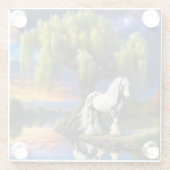 Gypsy Vanner Paard -Willow tree N Volle Maan Glazen Onderzetter (Achterkant)