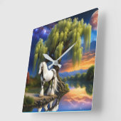 Gypsy Vanner Paard -Willow tree N Volle Maan Vierkante Klok (Hoek)