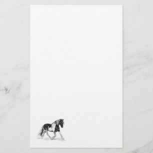 Gypsy Vanner Paint Horse Trotting White Stationery Briefpapier