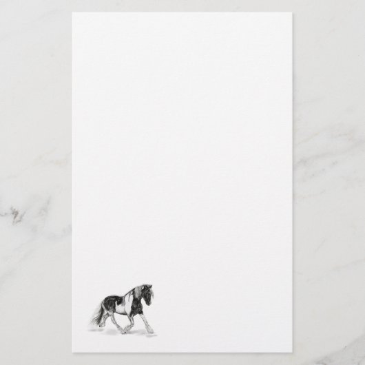 Gypsy Vanner Paint Paard Trotting Wit Stationery Briefpapier (Voorkant)