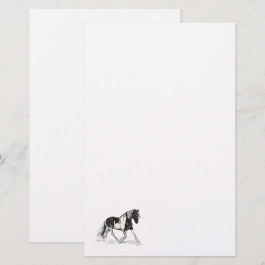 Gypsy Vanner Paint Paard Trotting Wit Stationery Briefpapier (Voorkant / Achterkant)