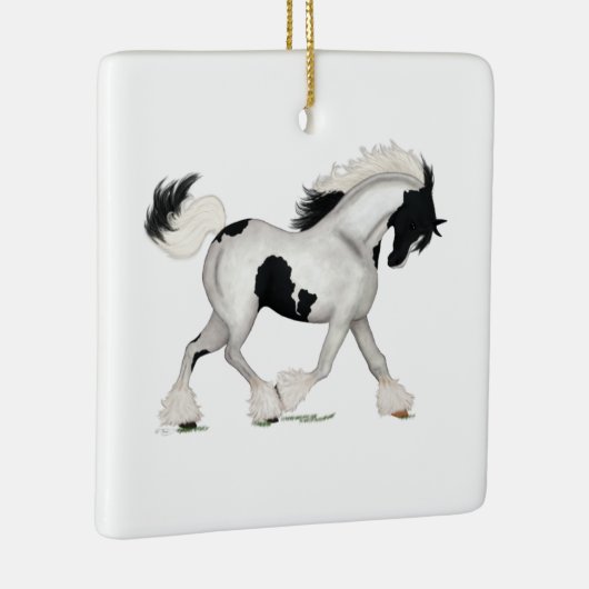 Gypsy Vanner Pinto Horse Pony Equestrian Charm Keramisch Ornament (Rechts)