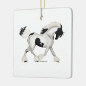 Gypsy Vanner Pinto Horse Pony Equestrian Charm Keramisch Ornament (Links)