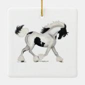 Gypsy Vanner Pinto Horse Pony Equestrian Charm Keramisch Ornament (Achterkant)