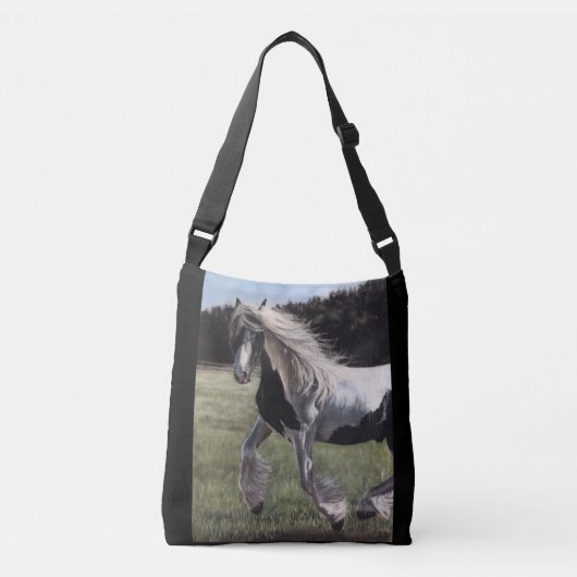 Gypsy vanner springt in het veld crossbody tas (Voorkant)