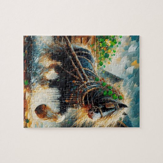 Gypsy Vanner trekken Shamrocks Cart St Patricks Legpuzzel (Horizontaal)