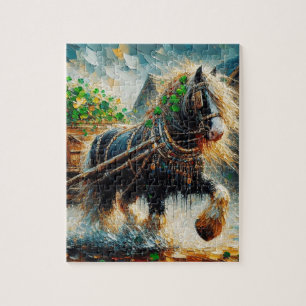 Gypsy Vanner trekken Shamrocks Cart St Patricks Legpuzzel