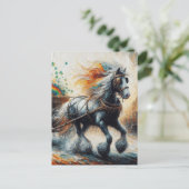 Gypsy Vanner trekken Shamrocks en Rainbow Briefkaart (Staand voorkant)