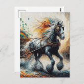 Gypsy Vanner trekken Shamrocks en Rainbow Briefkaart (Voorkant / Achterkant)