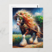 Gypsy Vanner trekt een kartonnen lading Shamrocks Briefkaart (Voorkant / Achterkant)