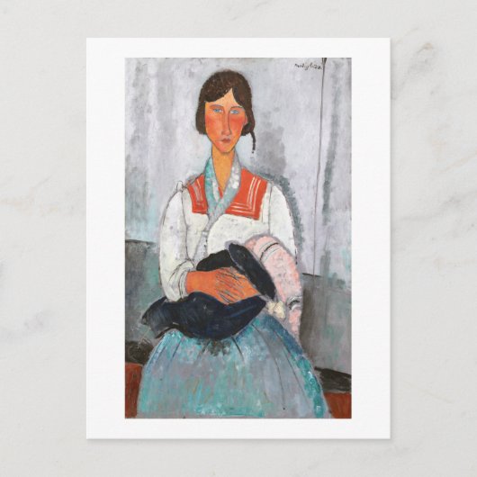 Gypsy Vrouw met Baby, Modigliani Briefkaart (Voorkant)