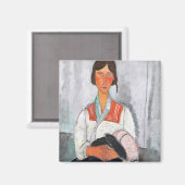 Gypsy Vrouw met Baby, Modigliani Magneet (Voorkant / Achterkant)