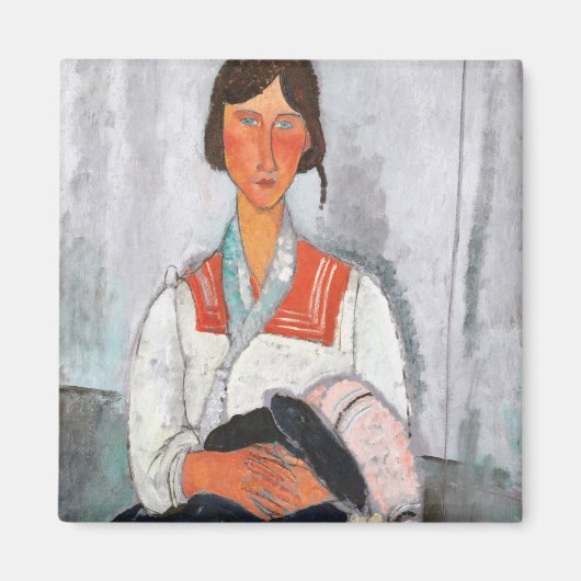 Gypsy Vrouw met Baby, Modigliani Magneet (Voorkant)