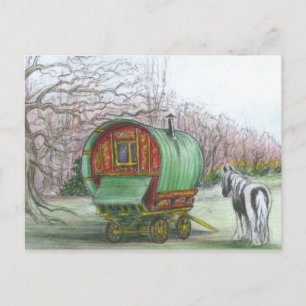 Gypsy Wagon and horse briefkaart