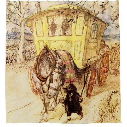 Gypsy Wagon - Gouden middag door Arthur Rackham Douchegordijn (Voorkant)