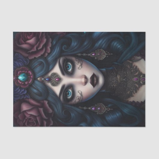 Gypsy Woman Donker Gotische Decoupage Papier (Voorkant)